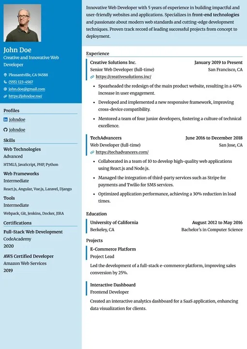 Technical template preview